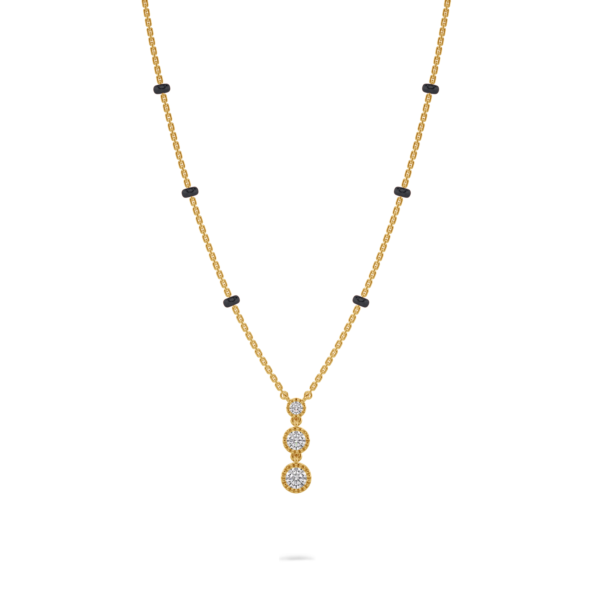 Tashi Diamond Mangalsutra Customizable modern mangalsutra handmade in 18 karat yellow gold front view