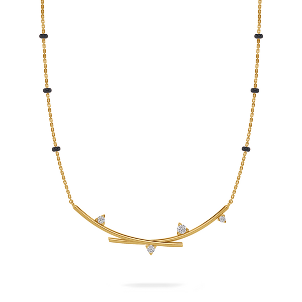 Vihaa Diamond Mangalsutra Customizable modern mangalsutra handmade in 18 karat yellow gold front view